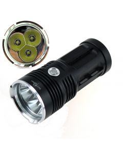 SKYRAY KING Lampe de poche LED noire 3 * L2 3500 lumens 3 modes (4x18650)