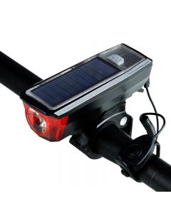 Vélo Vélo Solar Power Vélo Étanche Étanche 350 Lumée Bellcle Bell Colle Led Usb Lampe Rechargeable Avant Phare Avant Lumière Vélo