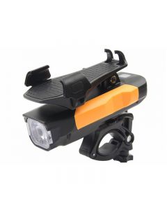4 en 1 T6 LED lumière de vélo support de téléphone portable corne de vélo phare d'alimentation mobile USB rechargeable