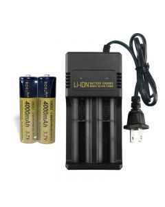 Batterie rechargeable 18650 Batterie rechargeable Li-ion 3,7 V 4000 mAh (2 pièces) + chargeur