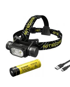 NiteCore HC68 Lampe Frontale LED Rechargeable USB 2000 Lumen Projecteur Réglable Double Faisceau, Batterie Li-ion 18650