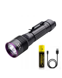Tank007 UV122 Lumière blanche Éclairage et détection de lumière violette UV Lampe de poche à double LED (1 * 18650)