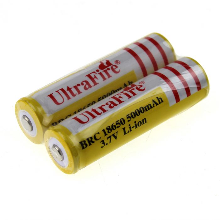 Jaune Ultrafire Brc 18650 5000Mah 3.7V Batterie Li-Ion Non Protégée (2Pcs)
