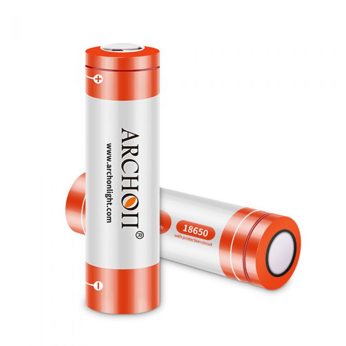 Archon 18650 Batterie Li-Ion Protégée Rechargeable 3.7V (1Pc)