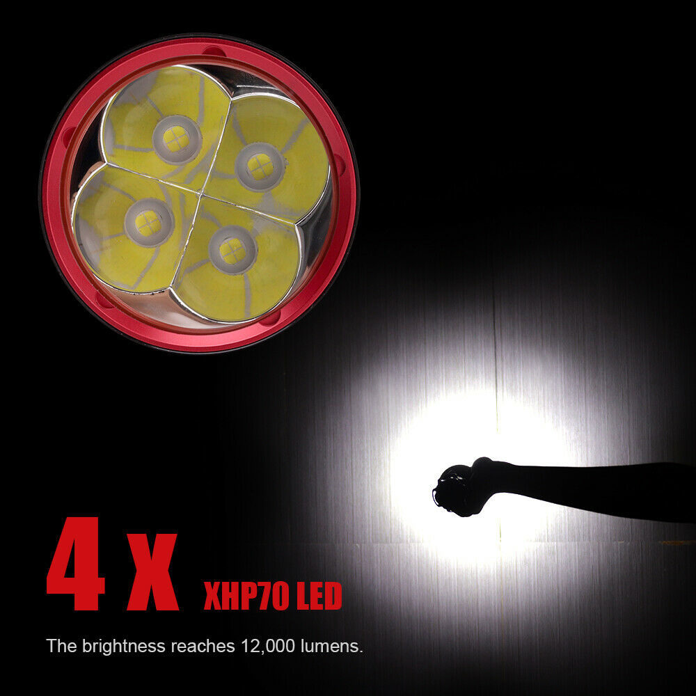 4 * XPH70.2 LED lumière de plongée 15000LM sous-marine 200m lampe de poche  de